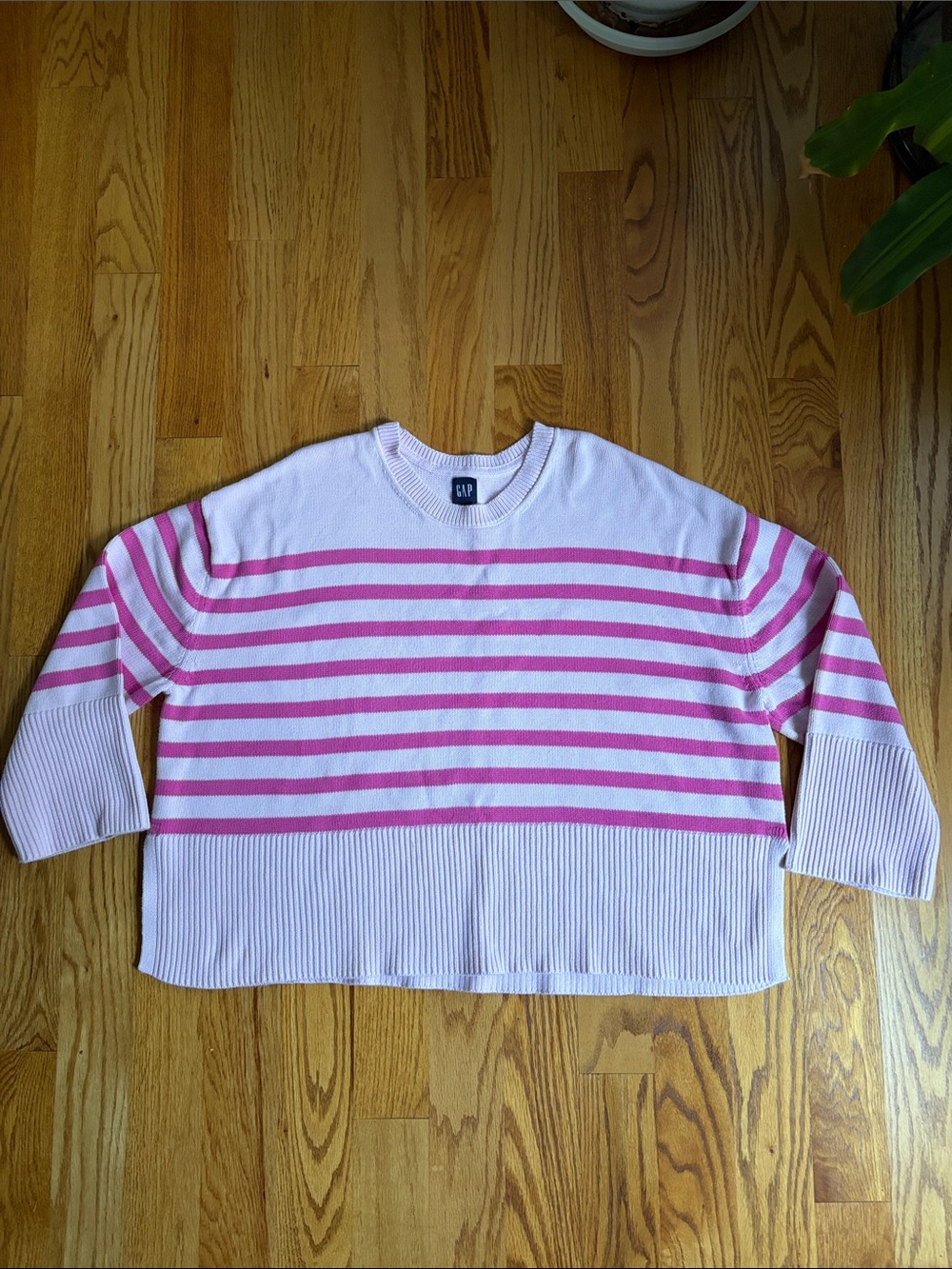 GAP Pink Striped Crewneck Sweater. XXL - Picture 3 of 9